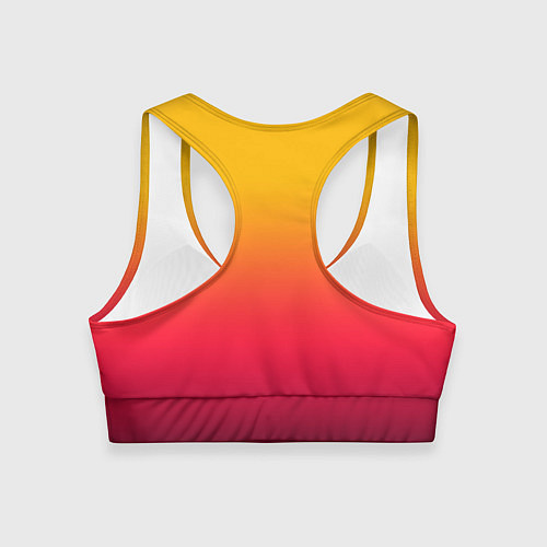 Женский спортивный топ Жёлто-бордовый градиент / 3D-принт – фото 2