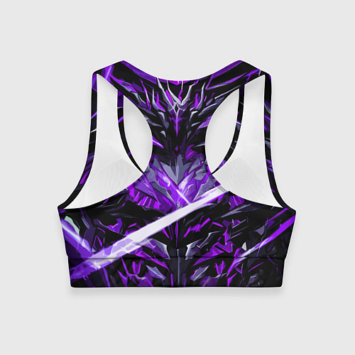 Женский спортивный топ Фиолетовый камень на чёрном фоне / 3D-принт – фото 2