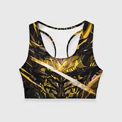 Топик спортивный женский Жёлтый камень на чёрном фоне, цвет: 3D-принт