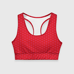 Топик спортивный женский Красные сердечки на красном фоне, цвет: 3D-принт