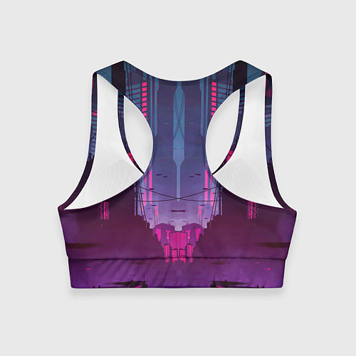 Женский спортивный топ Кибер город / 3D-принт – фото 2