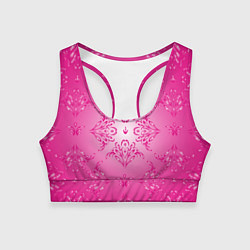 Топик спортивный женский Узоры на розовом фоне, цвет: 3D-принт