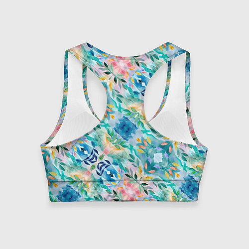 Женский спортивный топ Абстрактные розовые акварельные тюльпаны / 3D-принт – фото 2