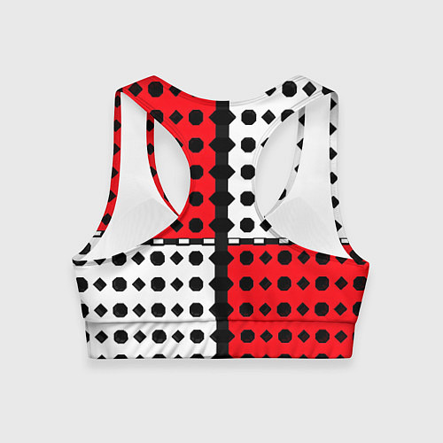 Женский спортивный топ Красно белое полотно и фигуры / 3D-принт – фото 2