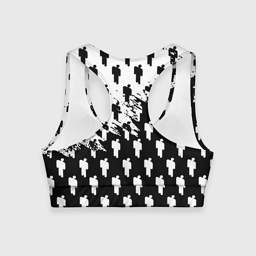 Женский спортивный топ Billie Eilish pattern black / 3D-принт – фото 2