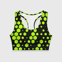 Топик спортивный женский Зеленые соты киберпанк, цвет: 3D-принт