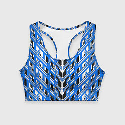 Топик спортивный женский Синяя техно броня, цвет: 3D-принт