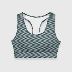 Топик спортивный женский Треугольные полосы бело-бирюзовый, цвет: 3D-принт