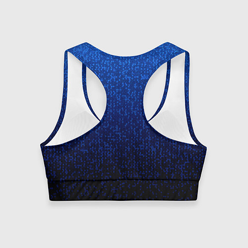 Женский спортивный топ Градиент мелкая мозаика сине-чёрный / 3D-принт – фото 2