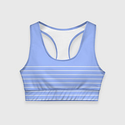 Топик спортивный женский Светлый сиреневый с белыми полосами, цвет: 3D-принт