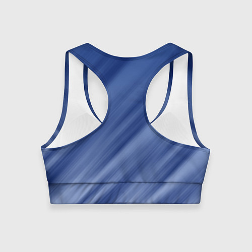Женский спортивный топ Белые полосы на синем фоне / 3D-принт – фото 2