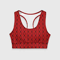 Женский спортивный топ Ярко-красный с чёрными линиями