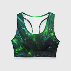 Топик спортивный женский Зеленая кислотная яркая неоновая абстракция, цвет: 3D-принт