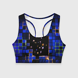 Топик спортивный женский Окно в пространство - синие кубы, цвет: 3D-принт