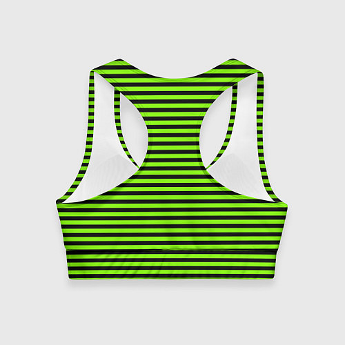 Женский спортивный топ Кислотный зелёный в чёрную полоску / 3D-принт – фото 2