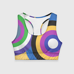 Топик спортивный женский Разноцветные круги, абстракция, цвет: 3D-принт