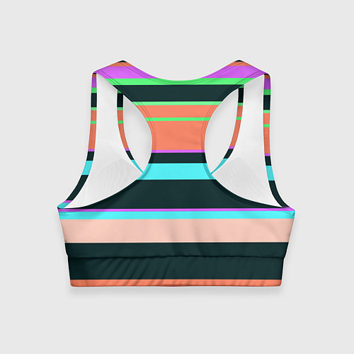 Женский спортивный топ Цветные разные полосы / 3D-принт – фото 2