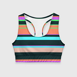 Топик спортивный женский Цветные разные полосы, цвет: 3D-принт