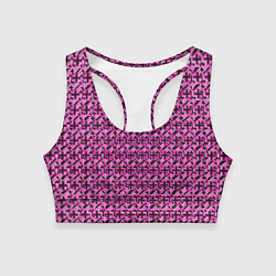 Женский спортивный топ Чёрные плюсики на розовом фоне