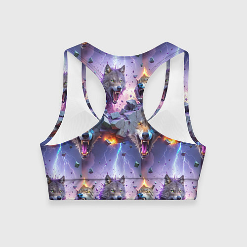 Женский спортивный топ Волки и молнии / 3D-принт – фото 2