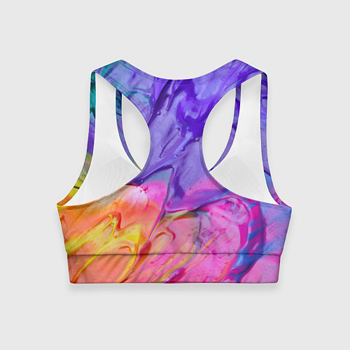 Женский спортивный топ Красочные разводы гуашью / 3D-принт – фото 2
