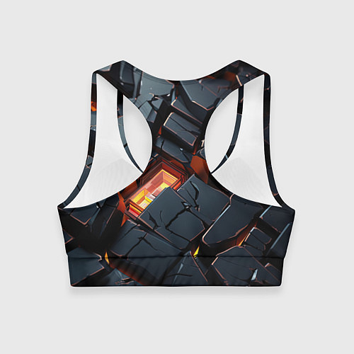 Женский спортивный топ Черные камни с разломами / 3D-принт – фото 2