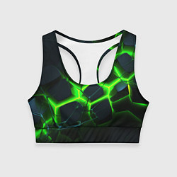 Топик спортивный женский Зеленый неон и разлом плит, цвет: 3D-принт