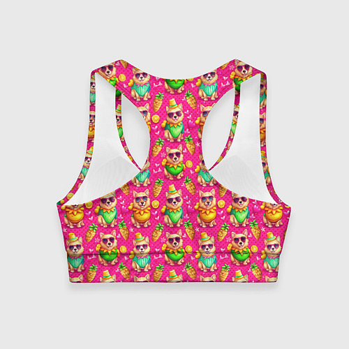 Женский спортивный топ Щенята и летний вайб паттерн / 3D-принт – фото 2