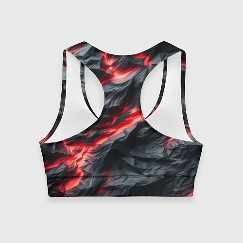 Женский спортивный топ Раскаленная лава на горных камнях / 3D-принт – фото 2