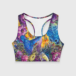 Топик спортивный женский Абстрактный растительный паттерн - нейросеть, цвет: 3D-принт