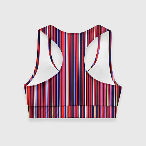 Женский спортивный топ Красно-фиолетовый яркие полосы / 3D-принт – фото 2