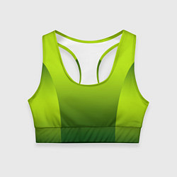 Топик спортивный женский Яркий зеленый градиентный комбинированный узор, цвет: 3D-принт