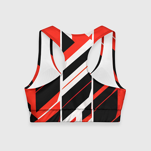 Женский спортивный топ Black and red stripes on a white background / 3D-принт – фото 2