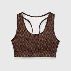 Топик спортивный женский Волнистая текстура чёрно-коричневый, цвет: 3D-принт