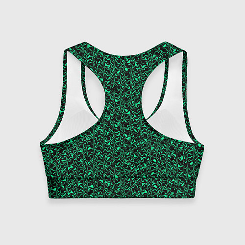 Женский спортивный топ Чёрно-зелёный абстрактная текстура / 3D-принт – фото 2