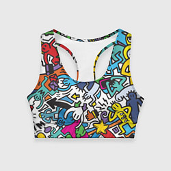 Топик спортивный женский Странные разноцветные человечки, цвет: 3D-принт