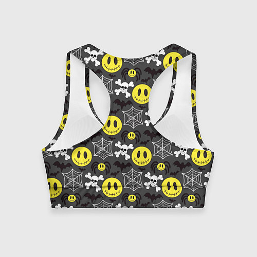 Женский спортивный топ Смайлик хэллоуин / 3D-принт – фото 2