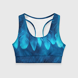Топик спортивный женский Вертикальные синие перья и дым, цвет: 3D-принт