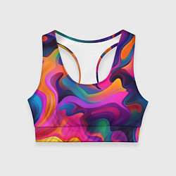 Топик спортивный женский Неоновые формы, цвет: 3D-принт