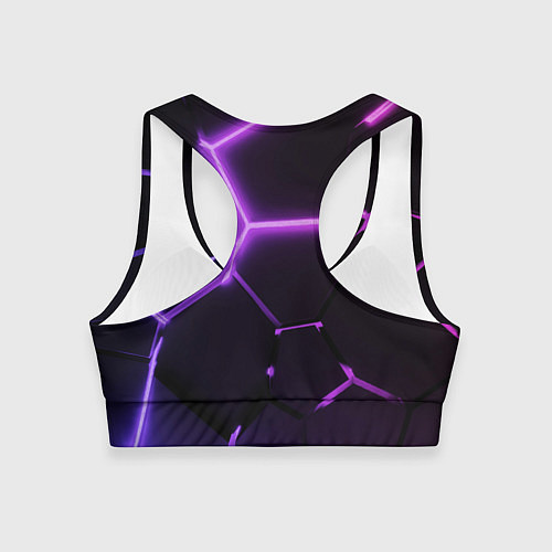 Женский спортивный топ Темные фиолетовые неоновые плиты в разломе / 3D-принт – фото 2