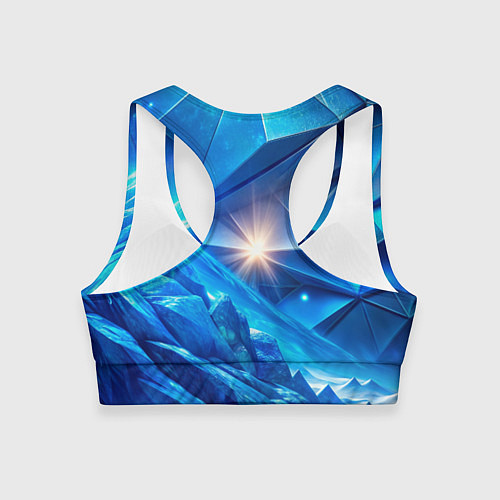 Женский спортивный топ Синяя объемная абстракция со вспышкой / 3D-принт – фото 2