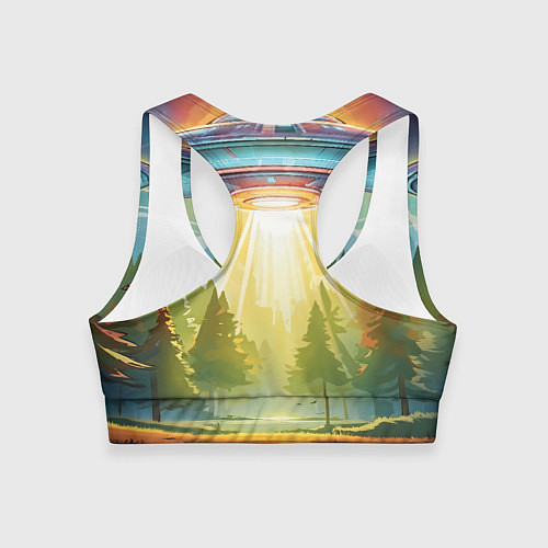 Женский спортивный топ UFO In The Forest / 3D-принт – фото 2