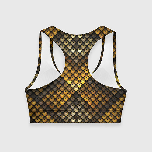 Женский спортивный топ Кольчуга - металлическая чешуя змеи / 3D-принт – фото 2