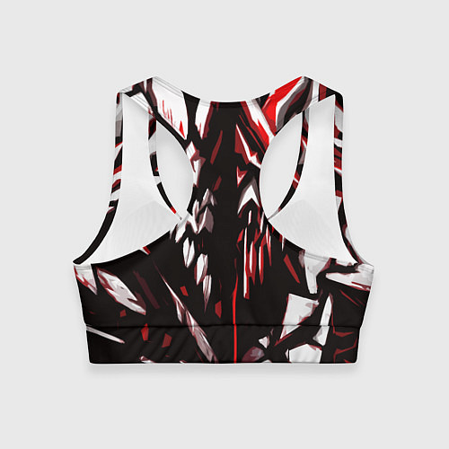 Женский спортивный топ White and red abstraction on a black background / 3D-принт – фото 2