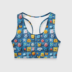 Топик спортивный женский Пэчворк с зайчиками, цвет: 3D-принт