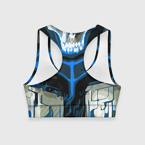 Женский спортивный топ Blue stripes on a black and white background / 3D-принт – фото 2