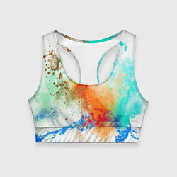 Топик спортивный женский Штрихи красок цветные, цвет: 3D-принт