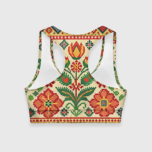 Женский спортивный топ Славянский узор и орнамент / 3D-принт – фото 2