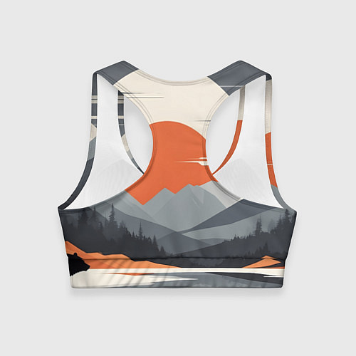 Женский спортивный топ Горы медведь геометрия / 3D-принт – фото 2