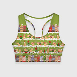 Топик спортивный женский Много капибар семьей на Новый год и Рождество, цвет: 3D-принт